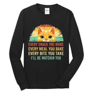 Cat Mom Dad Owner Funny Every Snack You Make For Cats Lover Tall Long Sleeve T-Shirt