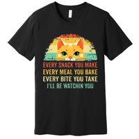 Cat Mom Dad Owner Funny Every Snack You Make For Cats Lover Premium T-Shirt