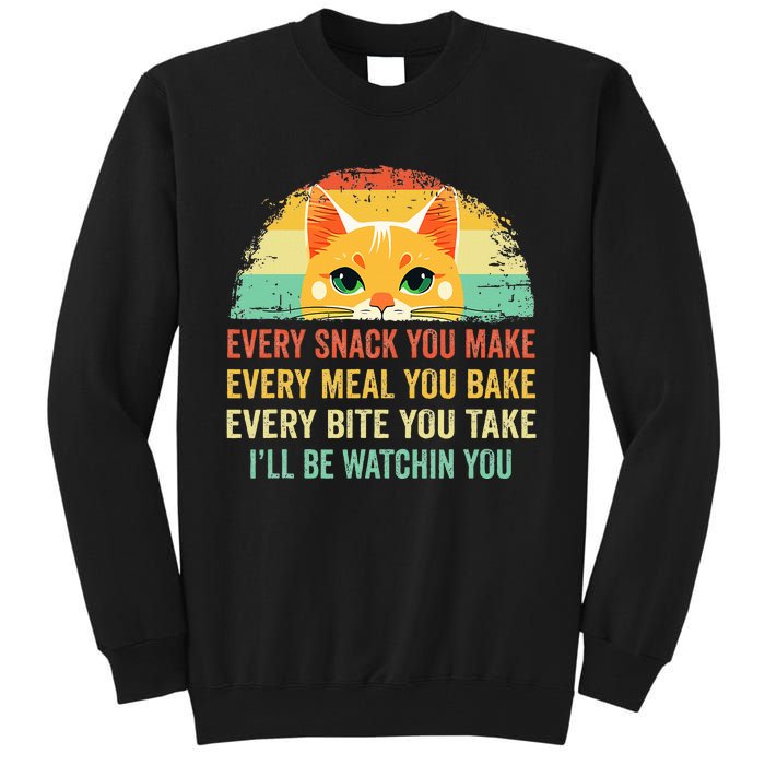 Cat Mom Dad Owner Funny Every Snack You Make For Cats Lover Tall Sweatshirt