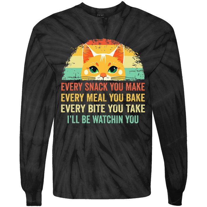 Cat Mom Dad Owner Funny Every Snack You Make For Cats Lover Tie-Dye Long Sleeve Shirt