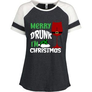 Christmas Merry Drunk IM Christmas Wine Santa Cute Gift Enza Ladies Jersey Colorblock Tee