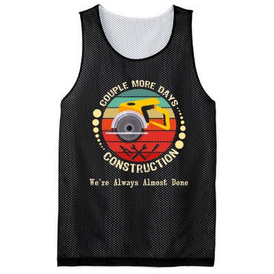 Couple More Days Construction We’re Always Almost Done Retro Mesh Reversible Basketball Jersey Tank