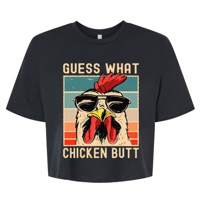 Chicken Meme Design Guess What Chicken Butt Bella+Canvas Jersey Crop Tee