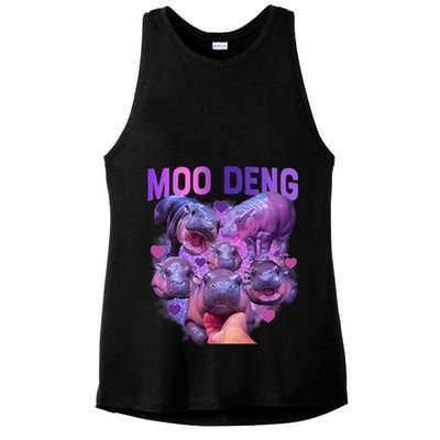 Cute Moo Deng Funny Baby Hippo Pygmy Hippopotamus Ladies PosiCharge Tri-Blend Wicking Tank