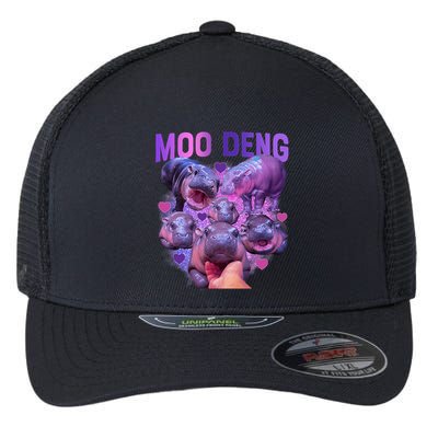 Cute Moo Deng Funny Baby Hippo Pygmy Hippopotamus Flexfit Unipanel Trucker Cap