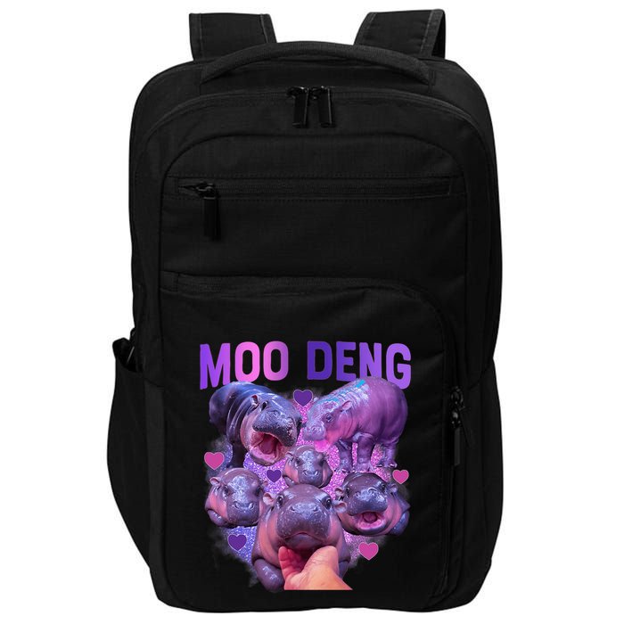 Cute Moo Deng Funny Baby Hippo Pygmy Hippopotamus Impact Tech Backpack