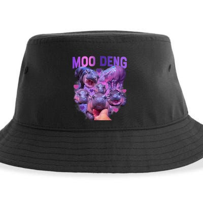 Cute Moo Deng Funny Baby Hippo Pygmy Hippopotamus Sustainable Bucket Hat