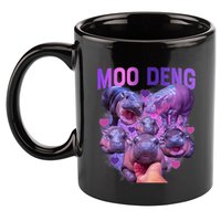 Cute Moo Deng Funny Baby Hippo Pygmy Hippopotamus 11oz C Handle Ceramic Mug