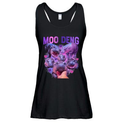 Cute Moo Deng Funny Baby Hippo Pygmy Hippopotamus Ladies Essential Flowy Tank
