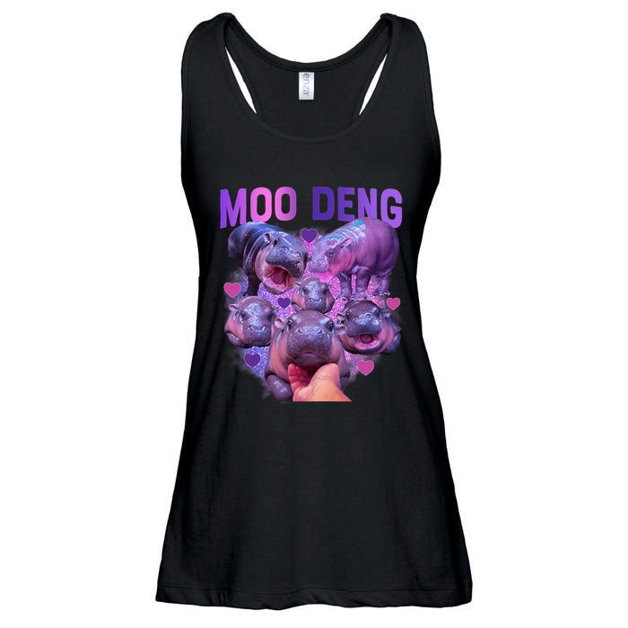 Cute Moo Deng Funny Baby Hippo Pygmy Hippopotamus Ladies Essential Flowy Tank
