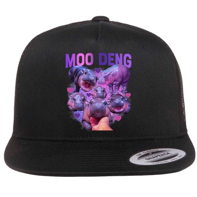 Cute Moo Deng Funny Baby Hippo Pygmy Hippopotamus Flat Bill Trucker Hat