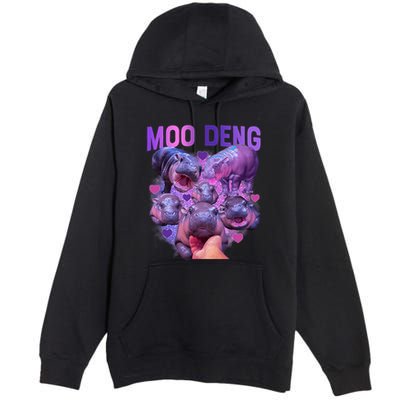 Cute Moo Deng Funny Baby Hippo Pygmy Hippopotamus Premium Pullover Hoodie