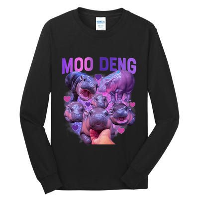 Cute Moo Deng Funny Baby Hippo Pygmy Hippopotamus Tall Long Sleeve T-Shirt