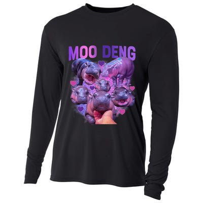 Cute Moo Deng Funny Baby Hippo Pygmy Hippopotamus Cooling Performance Long Sleeve Crew