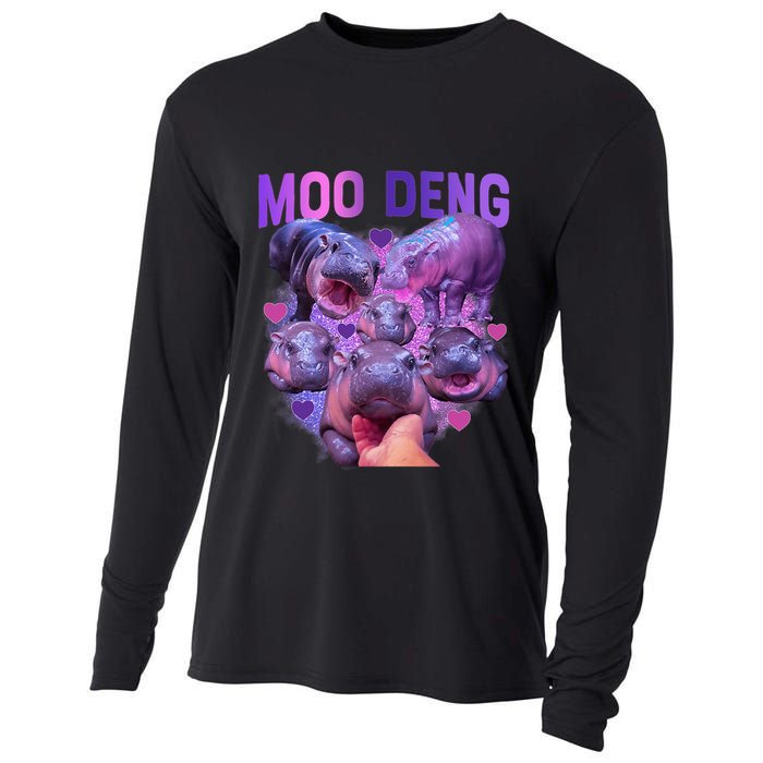 Cute Moo Deng Funny Baby Hippo Pygmy Hippopotamus Cooling Performance Long Sleeve Crew