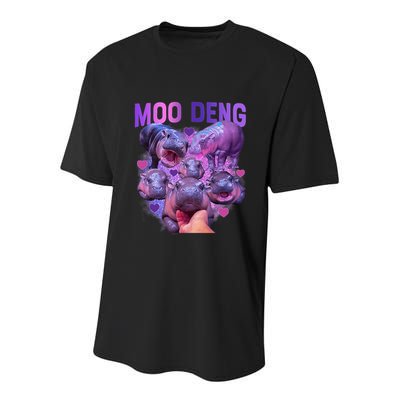 Cute Moo Deng Funny Baby Hippo Pygmy Hippopotamus Youth Performance Sprint T-Shirt