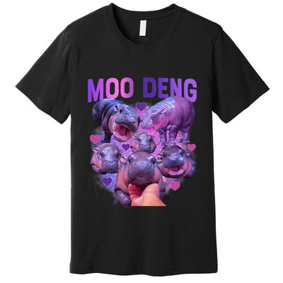 Cute Moo Deng Funny Baby Hippo Pygmy Hippopotamus Premium T-Shirt