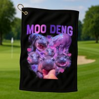Cute Moo Deng Funny Baby Hippo Pygmy Hippopotamus Golf Towel
