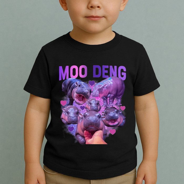 Cute Moo Deng Funny Baby Hippo Pygmy Hippopotamus Toddler T-Shirt