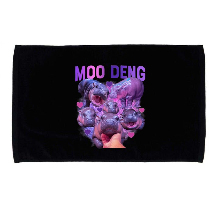 Cute Moo Deng Funny Baby Hippo Pygmy Hippopotamus Microfiber Hand Towel