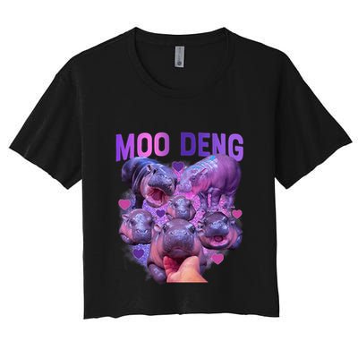 Cute Moo Deng Funny Baby Hippo Pygmy Hippopotamus Crop Top