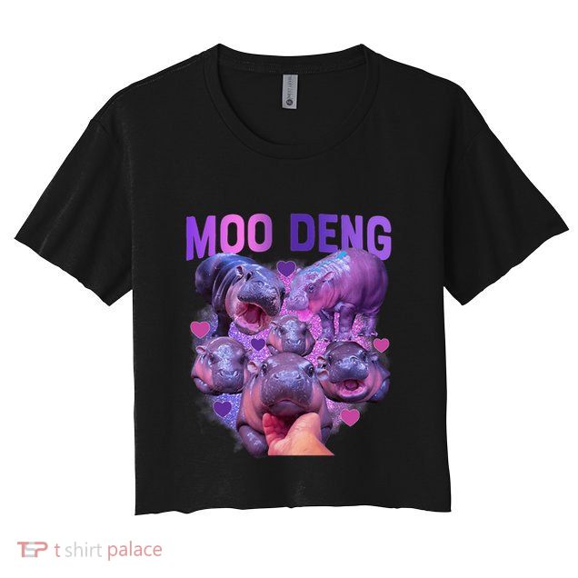 Cute Moo Deng Funny Baby Hippo Pygmy Hippopotamus Crop Top
