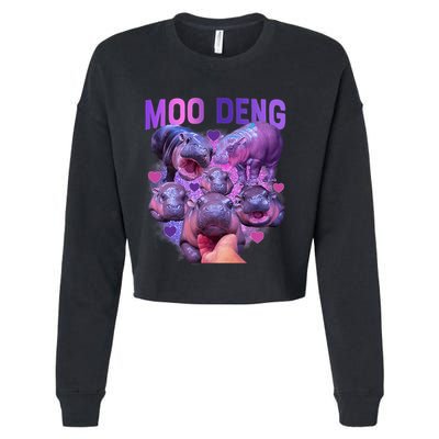 Cute Moo Deng Funny Baby Hippo Pygmy Hippopotamus Cropped Pullover Crew