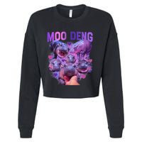 Cute Moo Deng Funny Baby Hippo Pygmy Hippopotamus Cropped Pullover Crew