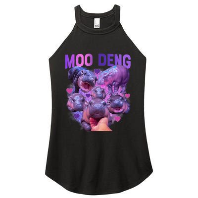Cute Moo Deng Funny Baby Hippo Pygmy Hippopotamus Women's Perfect Tri Rocker Tank