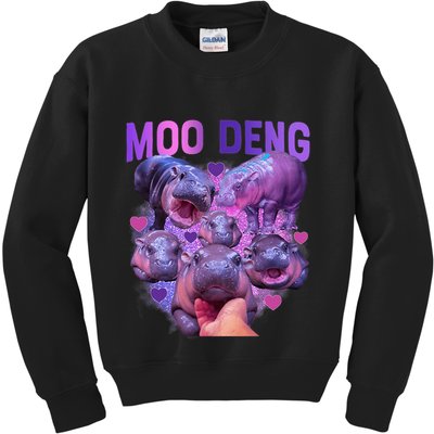 Cute Moo Deng Funny Baby Hippo Pygmy Hippopotamus Kids Sweatshirt