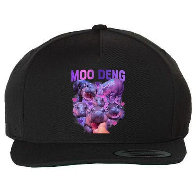 Cute Moo Deng Funny Baby Hippo Pygmy Hippopotamus Wool Snapback Cap