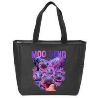 Cute Moo Deng Funny Baby Hippo Pygmy Hippopotamus Zip Tote Bag