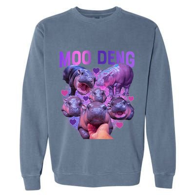Cute Moo Deng Funny Baby Hippo Pygmy Hippopotamus Garment-Dyed Sweatshirt