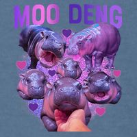 Cute Moo Deng Funny Baby Hippo Pygmy Hippopotamus Garment-Dyed Sweatshirt