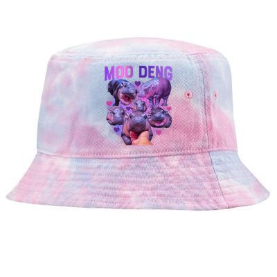 Cute Moo Deng Funny Baby Hippo Pygmy Hippopotamus Tie-Dyed Bucket Hat