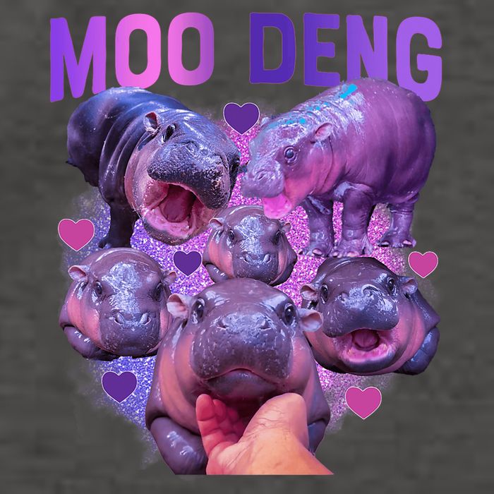 Cute Moo Deng Funny Baby Hippo Pygmy Hippopotamus Vector Backpack