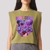 Cute Moo Deng Funny Baby Hippo Pygmy Hippopotamus Garment-Dyed Women's Muscle Tee