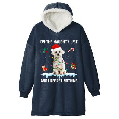 Christmas Maltese Dog Naughty List And I Regret Nothing Xmas Great Gift Hooded Wearable Blanket