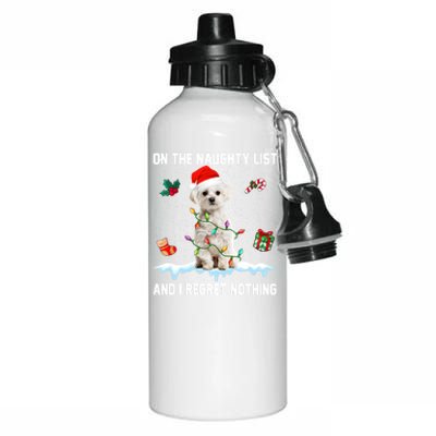 Christmas Maltese Dog Naughty List And I Regret Nothing Xmas Great Gift Aluminum Water Bottle