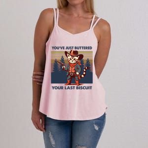 Cat Mom Dad YouVe Just Buttered Your Last Biscuit Cowboy Women's Strappy Tank