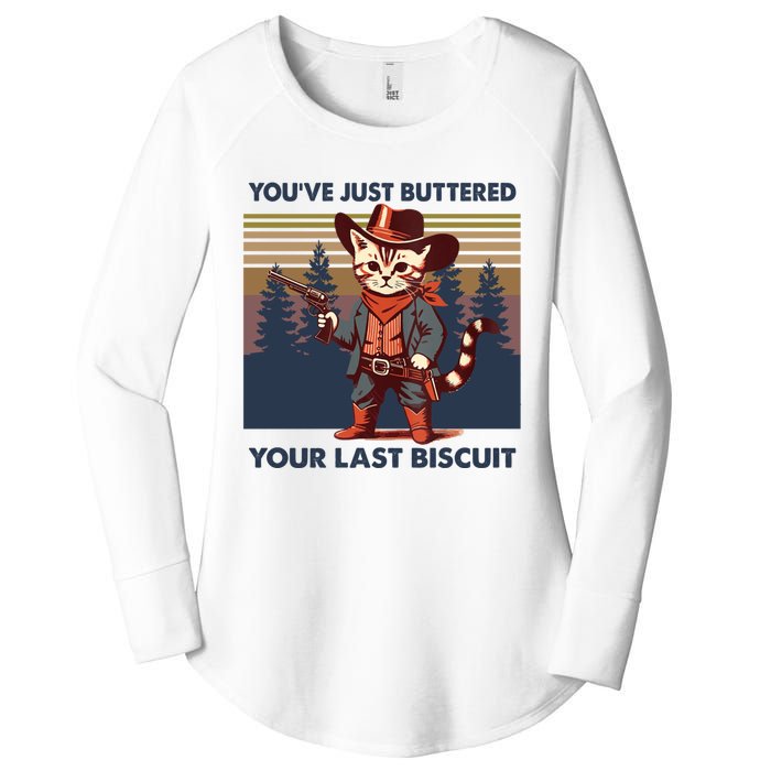 Cat Mom Dad YouVe Just Buttered Your Last Biscuit Cowboy Women's Perfect Tri Tunic Long Sleeve Shirt