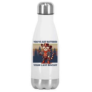 Cat Mom Dad YouVe Just Buttered Your Last Biscuit Cowboy Stainless Steel Insulated Water Bottle