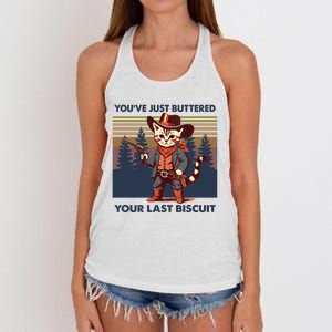 Cat Mom Dad YouVe Just Buttered Your Last Biscuit Cowboy Women's Knotted Racerback Tank