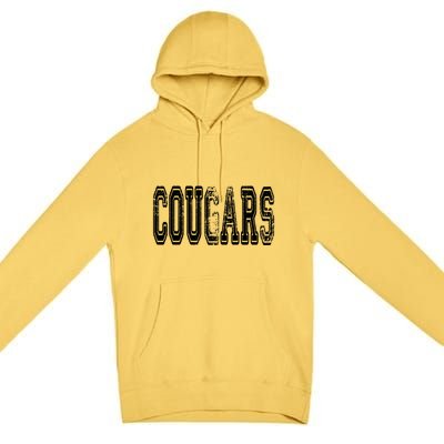 Cougars Mascot Distressed Vintage School Sports Name Fans Gift Premium Pullover Hoodie