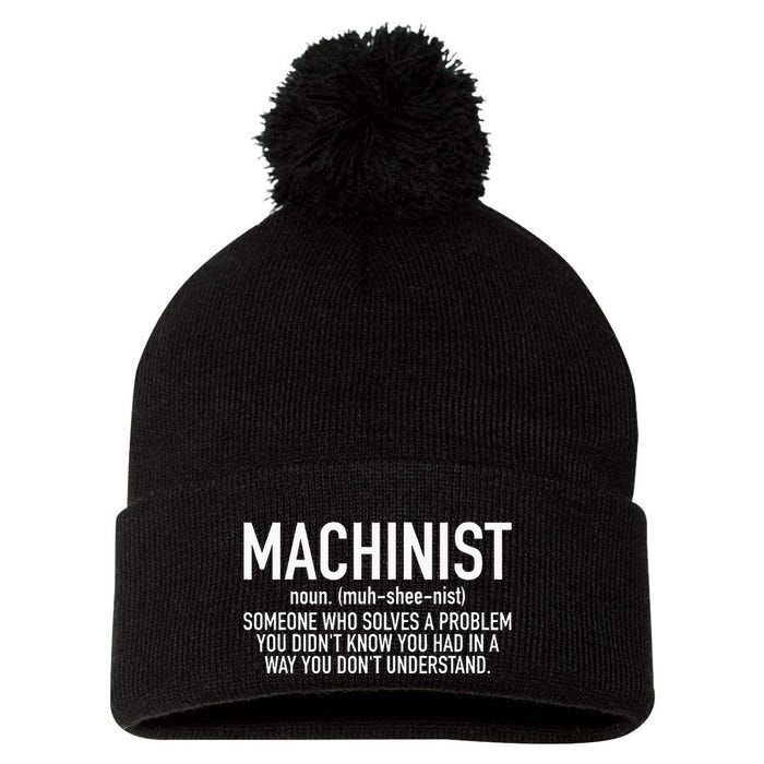 CNC Machinist Definition Pom Pom 12in Knit Beanie