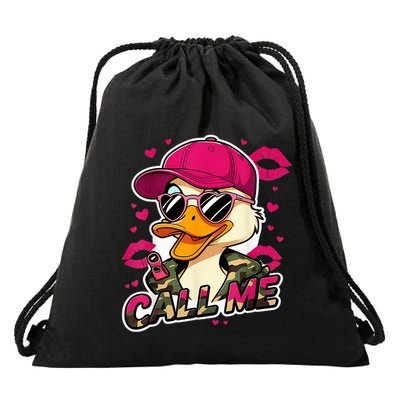 Call Me Duck Valentines Duck Hunting Hunter Drawstring Bag