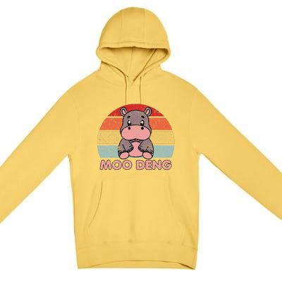 Cute Moo Deng Baby Hippo Vintage Zoo Baby Hippo Premium Pullover Hoodie