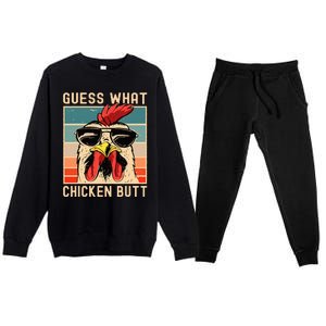 Chicken Meme Design Guess What Chicken Butt Premium Crewneck Sweatsuit Set