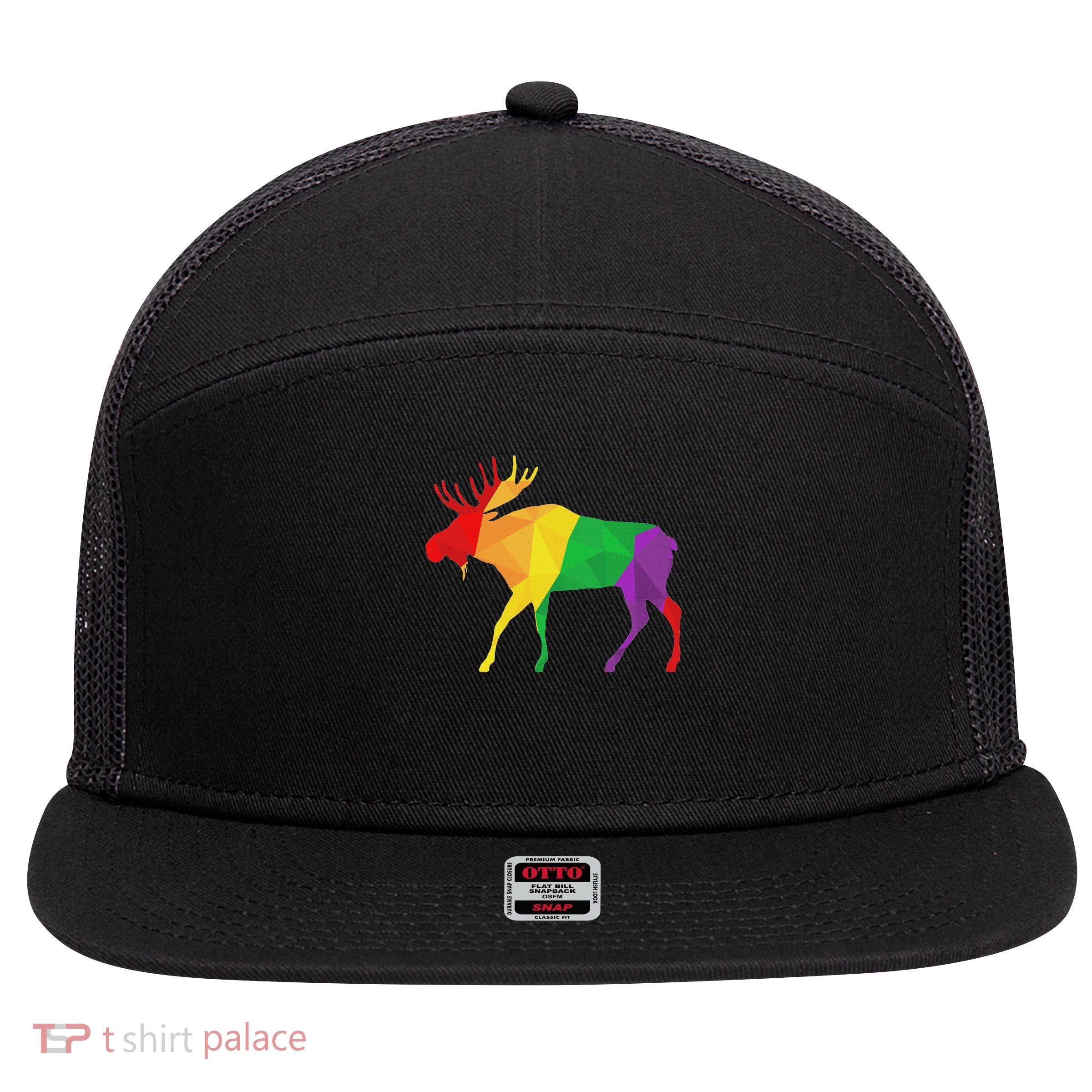 Colorful Moose Deer Elk Hunting Season Deer Hunter Gifts Men 7 Panel Mesh Trucker Snapback Hat