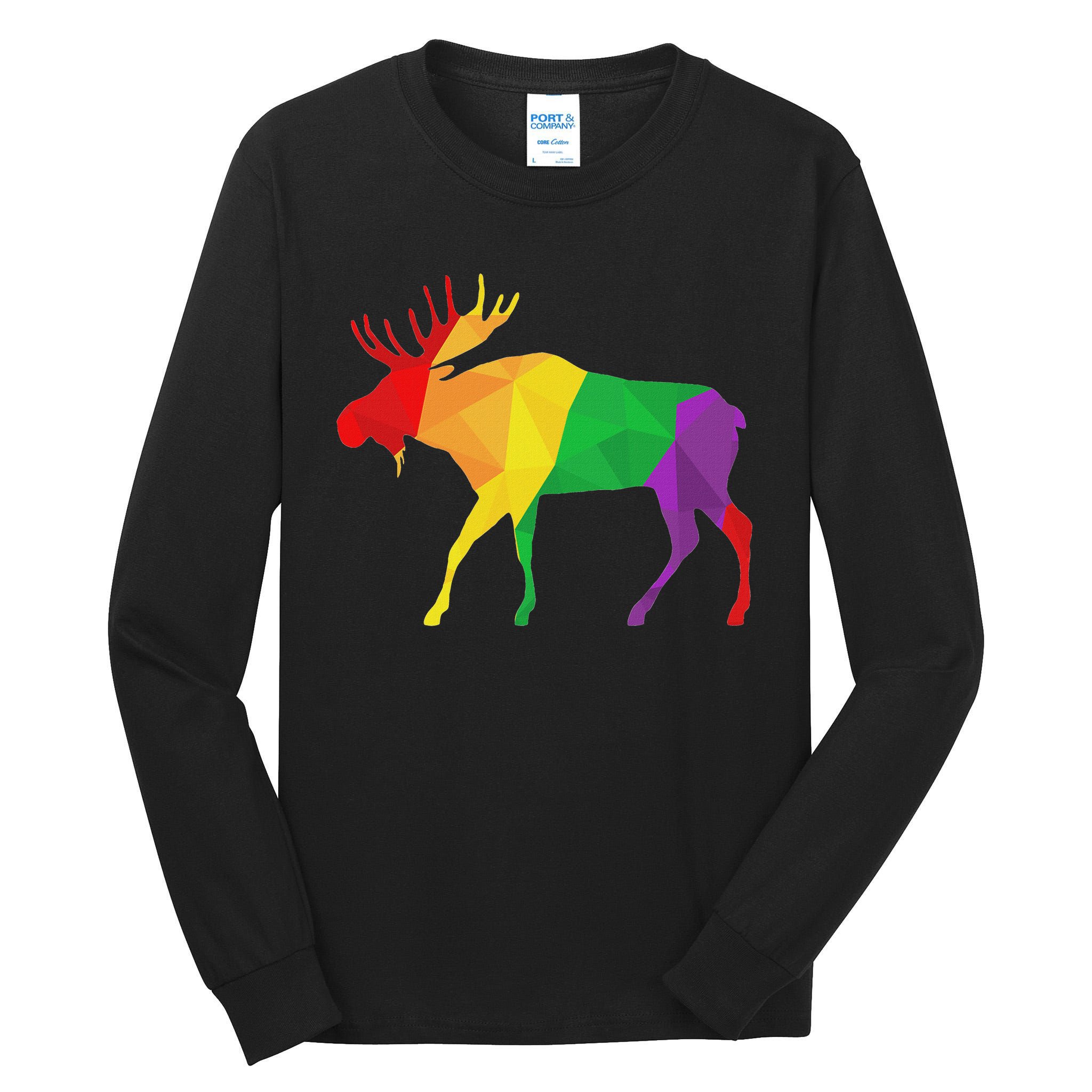 Colorful Moose Deer Elk Hunting Season Deer Hunter Gifts Men Tall Long Sleeve T-Shirt